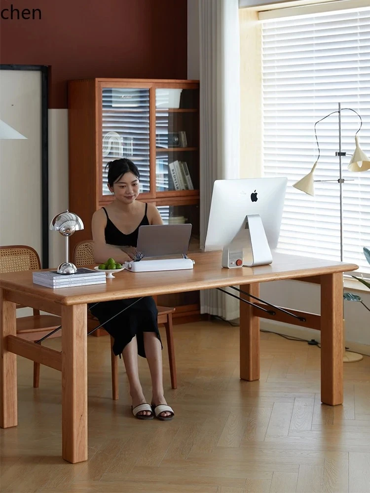 

CZ-1 Cherry Solid Wood Office Workbench Home Computer Desk Study Desk Multifunctional Dining Table for Home Use