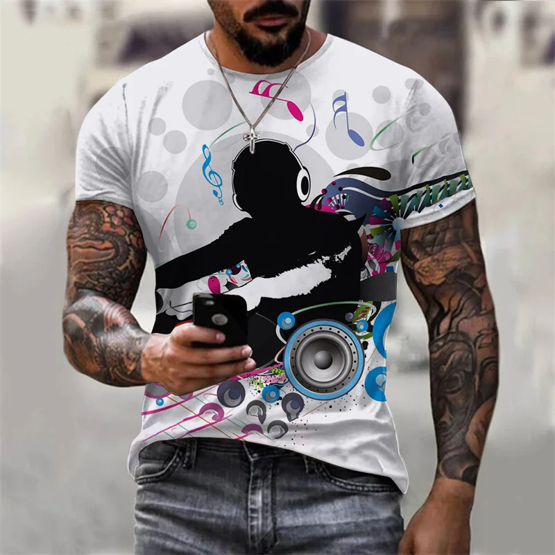 Fashion DJ T Shirt For Men 3d Print Tees Disco Short Sleeve Summer Men\'s Clothing Party Tops Causal T-shirt Hip Hop Streetwear