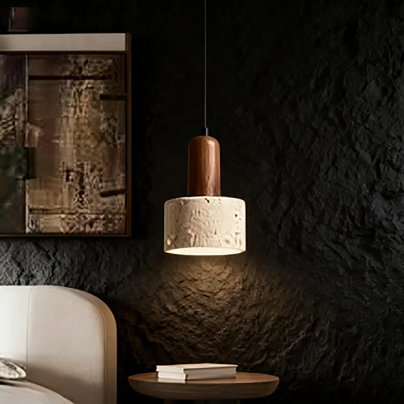 Moderno popolare Wabi Sabi Travertino Droplight sopra la scrivania da pranzo Cucina Isola Marmo giallo Ristorante Decor Lampada a sospensione Comodino