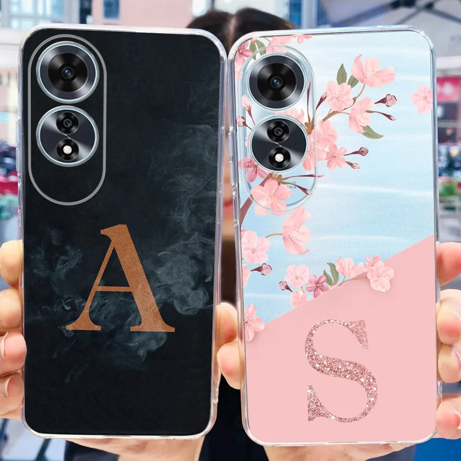 For OPPO A60 2024 Case Fashion Flower Letters Transparent Coque Silicone Soft Phone Cover For OPPOA60 A 60 Fundas CPH2631 Bumper