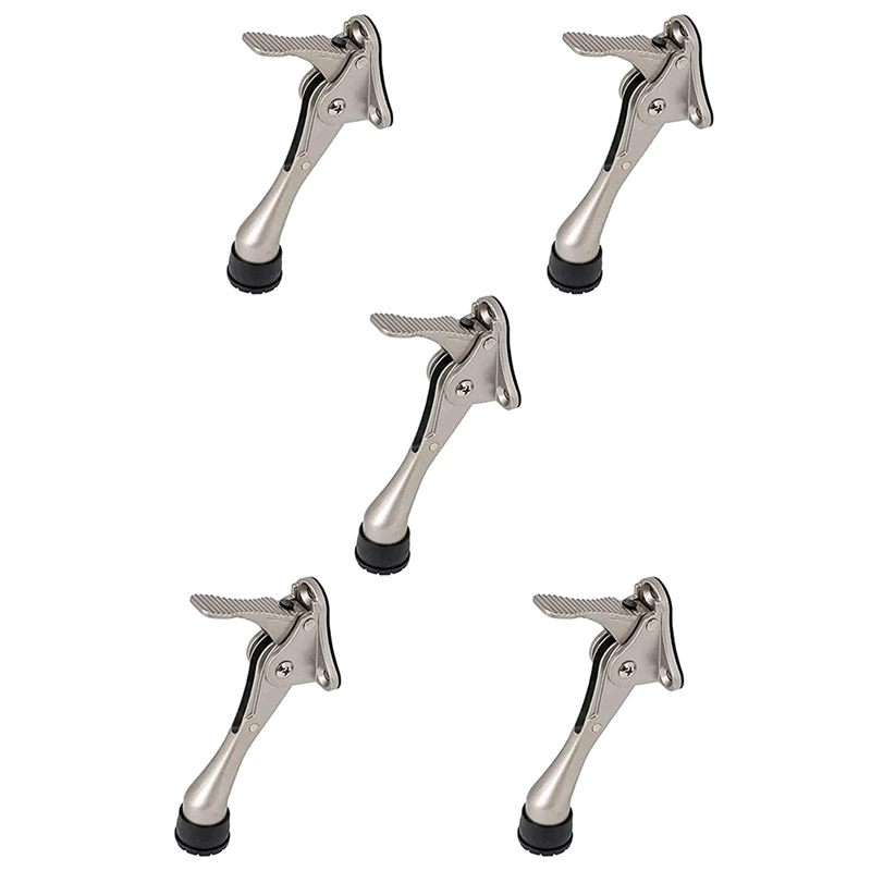 5Pcs Positioner Brake Door Door Holder Heavy Duty Door Stop Bottom Height-Adjustable Rubber Tips-Chrome