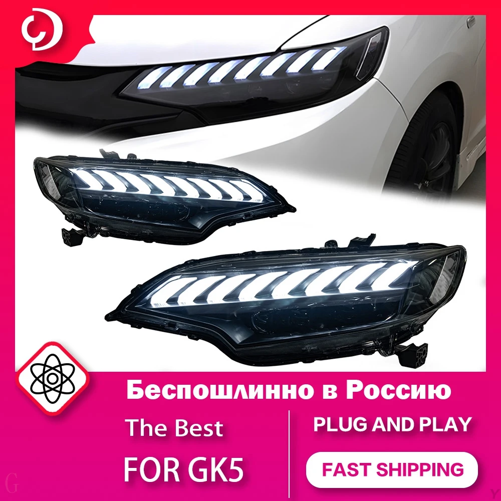 

Headlights for Fit Jazz GK5 2014-2020 LED Head Lamp DRL Turn Signal Led Low Beam High Beam Angel Eye Projector Lens Work Light