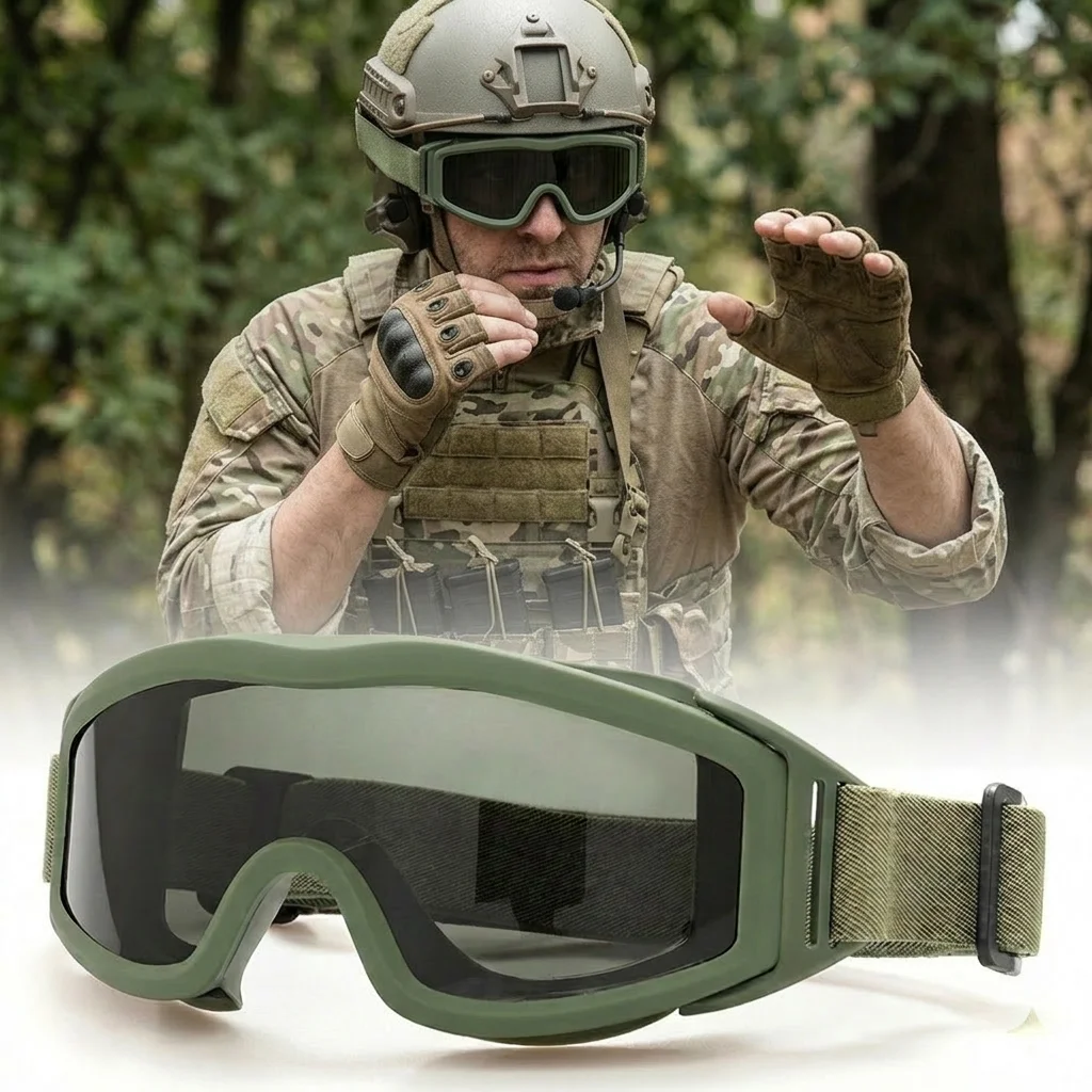 

Tactical Goggles,Bulletproof Shooting Anti-fog Military Fans, Field Paintball Real CS Equipment, Riding Windproof and Sand-proof