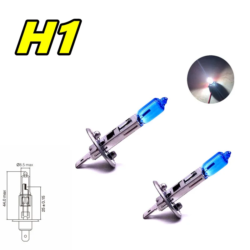 2PC H1 55W 12V Halogen Bulb Super White P14.5S High Power Car Headlight Lamp Fog Lights Car Light Headlamp 100W