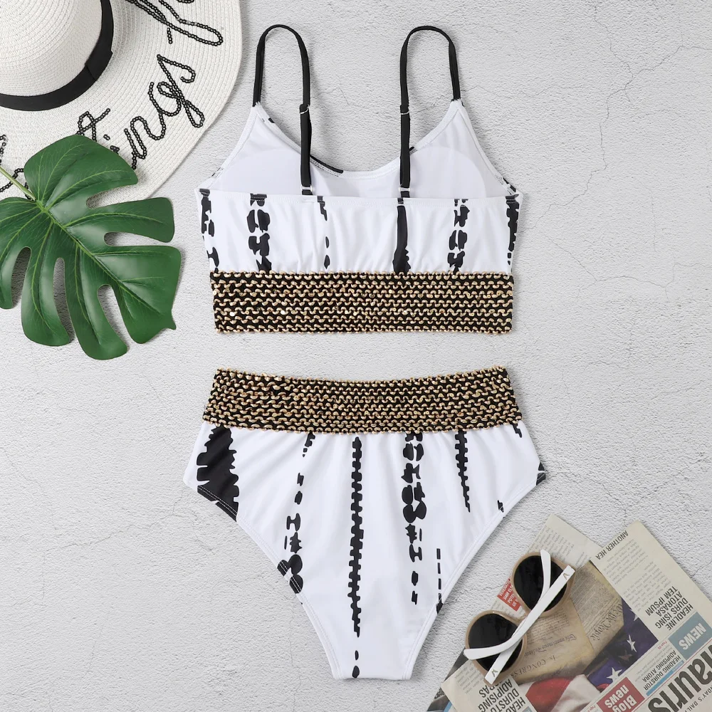 Vintage Bikinis 2023 Women High Waist Swimwear Tape Swimsuit Female Beachwear Summer Bathers Bathing Suit Swimming