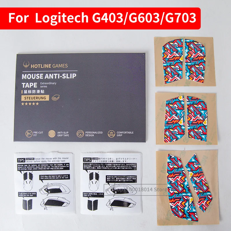 Hotline Games Mouse Grip Tape Mouse Side Tape Anti-Slip Mouse Feet untuk Logitech G403 G603 G703 Mouse Gaming Nirkabel