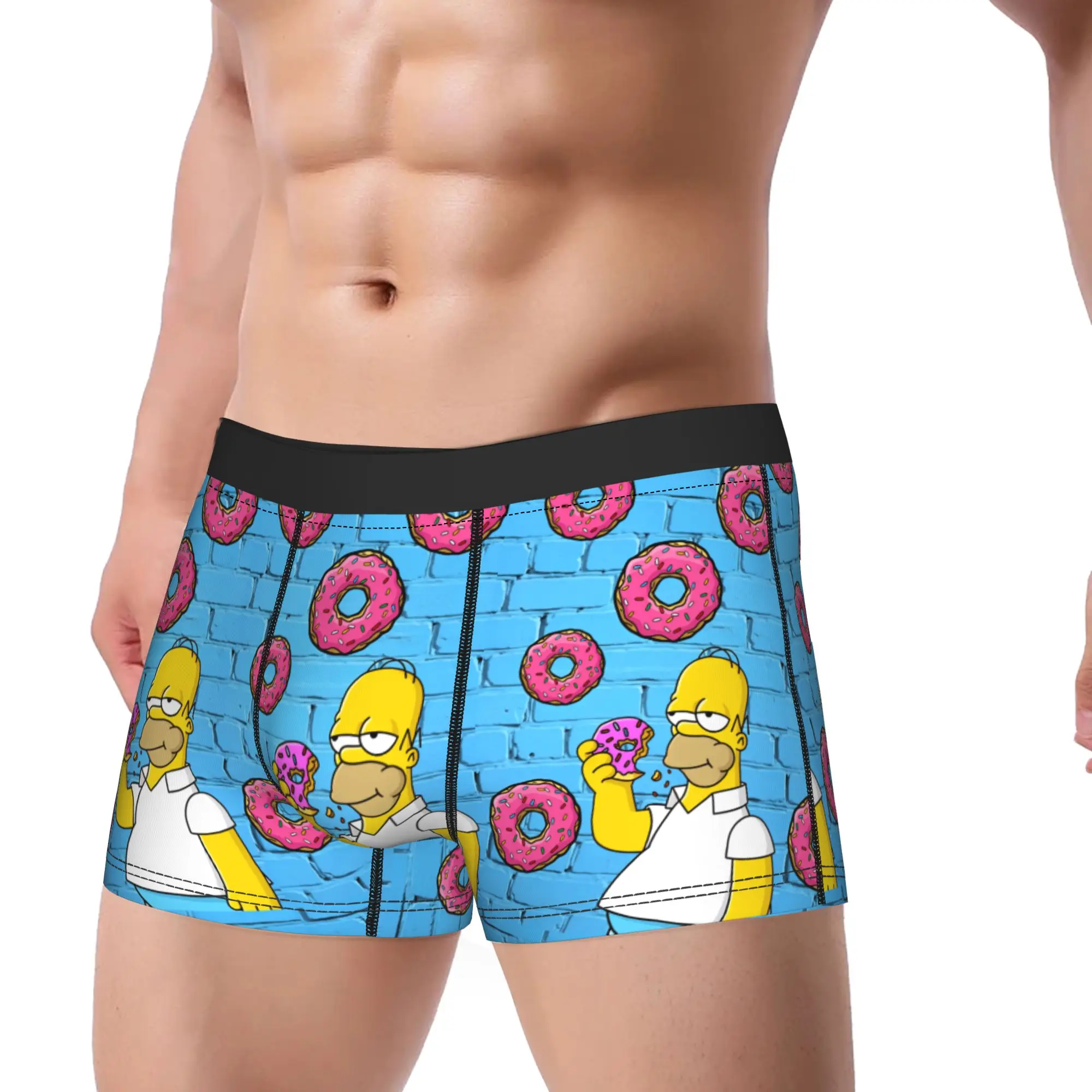 S-Simpsons Homer Donut Cartoon Boxer Brief  Underwear Quality Males Sexy Soft Boxer Shorts Custom DIY Oversize Panties