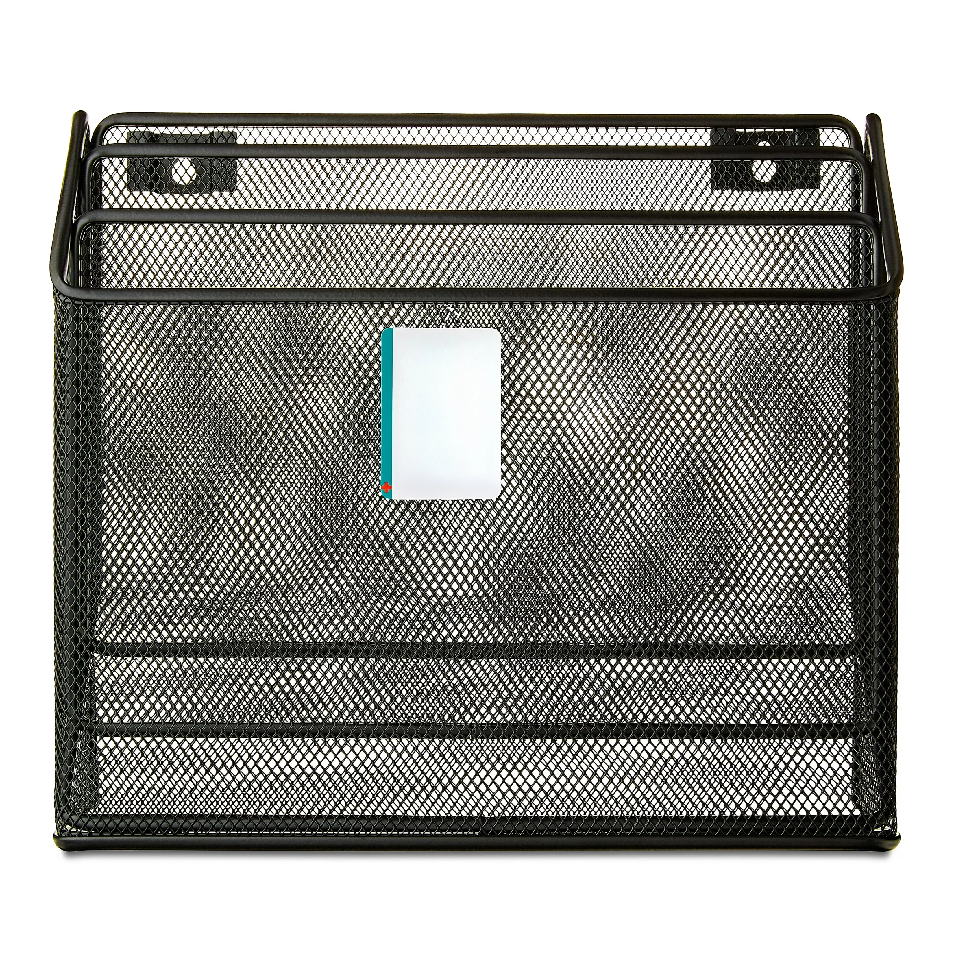 

Desktop Organizers, Metal Mesh Desk Organizer with Hook,Black, 3 Compartments,