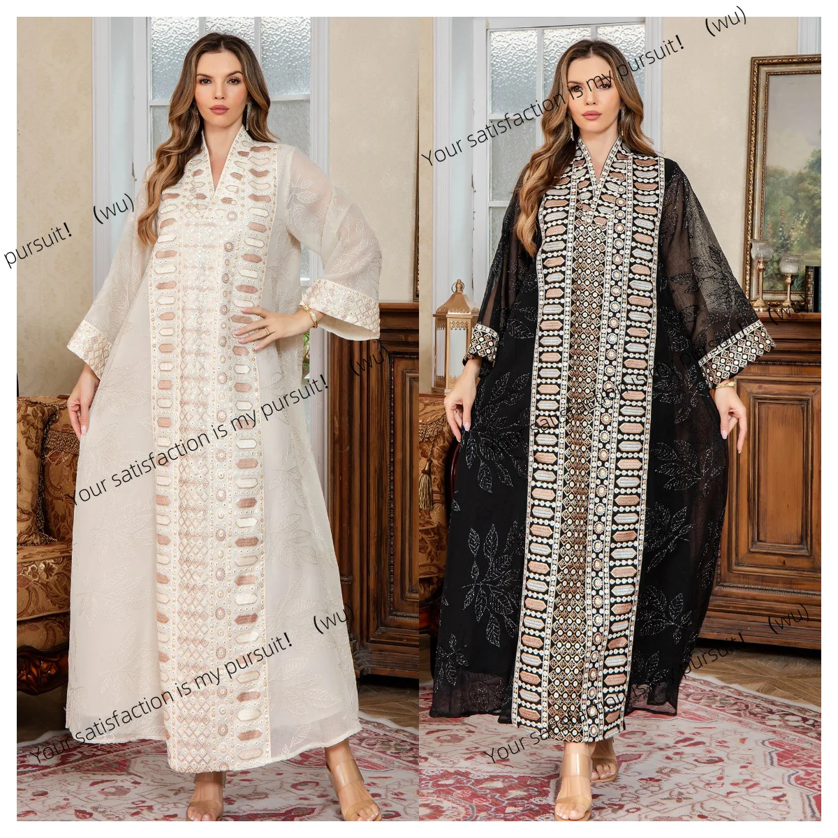 

New Embroidered Robe Women's Elegant Robe Middle East Clothing Dubai Dress