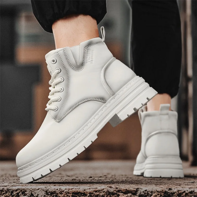 Новые мужские четырехсезонные универсальные высокие ботинки, повседневные ботинки, повседневные модные удобные уличные рабочие ботинки на толстой подошве