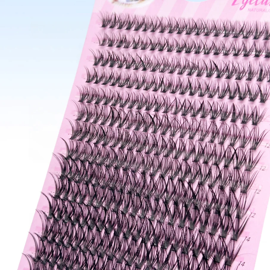 40D D Curling Cluster Eyelash Extensions, 280 Clusters Individual Clusters, Fluffy Soft and Light DIY Segmented False Eyelashes