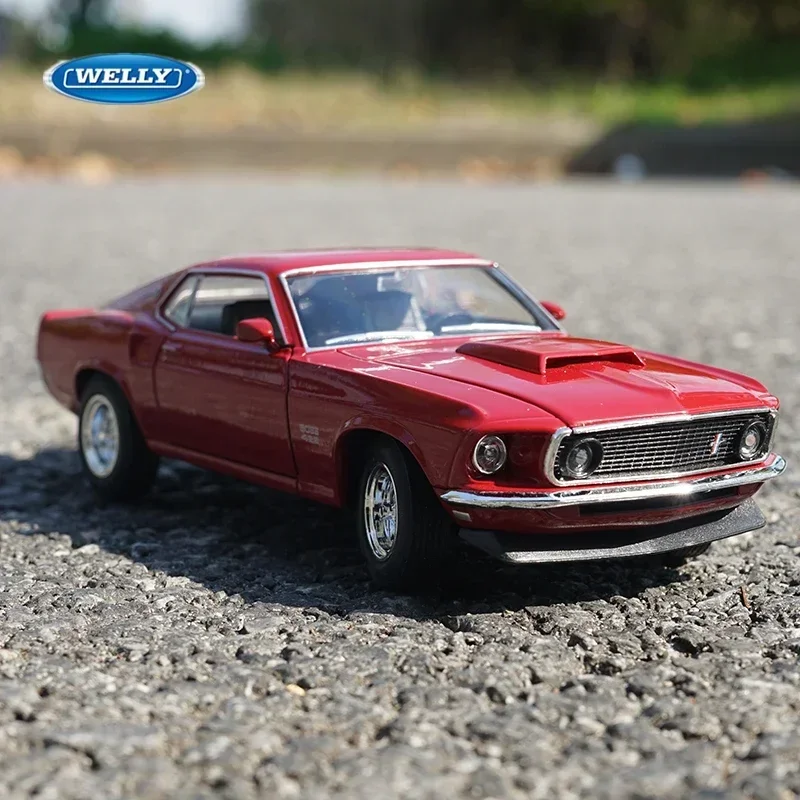 WELLY 1:24 1969 Ford Mustang Boss 429 Alloy Sports Car Model Diecast Metal Toy Classic Car Model High Simulation Childrens Gifts