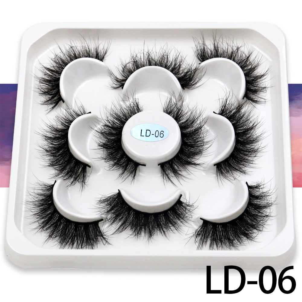 Korea 5 Paare 25mm Nerz Wimpern einzelne natürliche flauschige falsche Wimpern dichte Verlängerung Nerz Wimpern Großhandel Make-up Toole – Detail 22