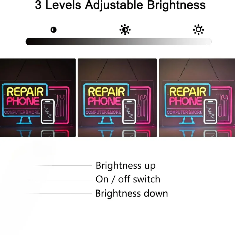 إصلاح الهاتف علامات النيون مخصص الأعمال كمبيوتر مكتبي معلقة جدار ديكور فني إصلاح متجر ضوء النيون 5/12 فولت USB مشرق عكس الضوء #6