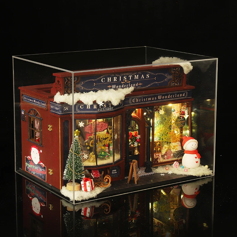 NEW DIY Wooden Merry Christmas Wonderland Dollhouses Miniature Kits With LED Light Home Decoration For Adult Xmas Handmade Gifts