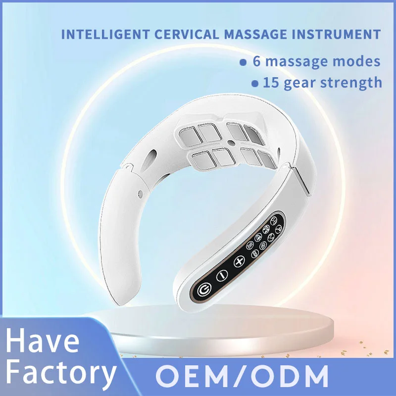 

Electric Neck Massager EMS Pulse Rechargeable USB Cervical Traction Therapy Massage Stimulator Pain Relief Heating Function