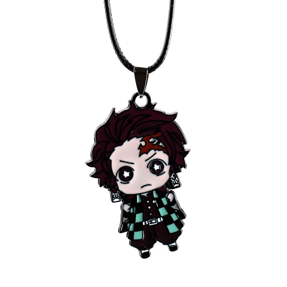 Demon Slayer Enamel Pendant Necklace Kimetsu No Yaiba Kamado Hashibira Inosuke Tanjirou Choker Necklace Fans Cosplay Jewelry