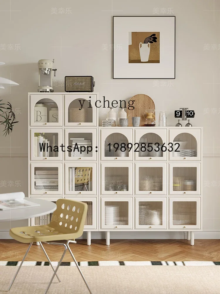 Narrow Sideboard Cabinet Wall Locker Tea Cup Coffee Machine Storage Cabinet Solid Wood