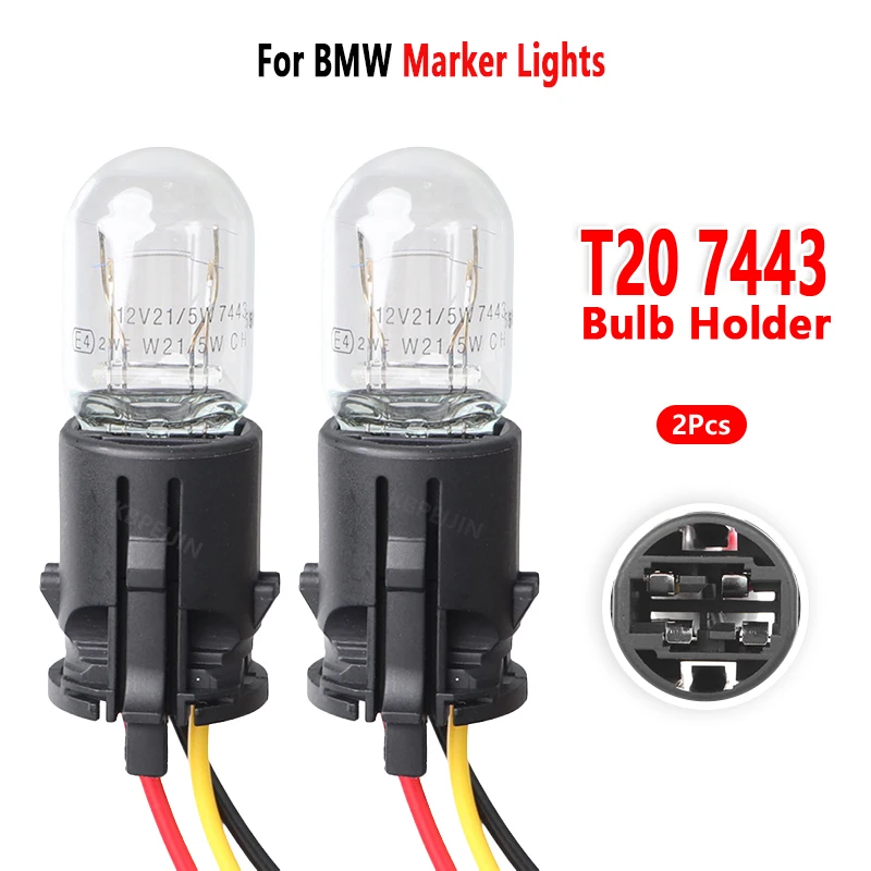 For BMW 1 Series F20 2012 Marker Lights W21/5W Bulb Holder Socket Base Wire Connector 2Pc