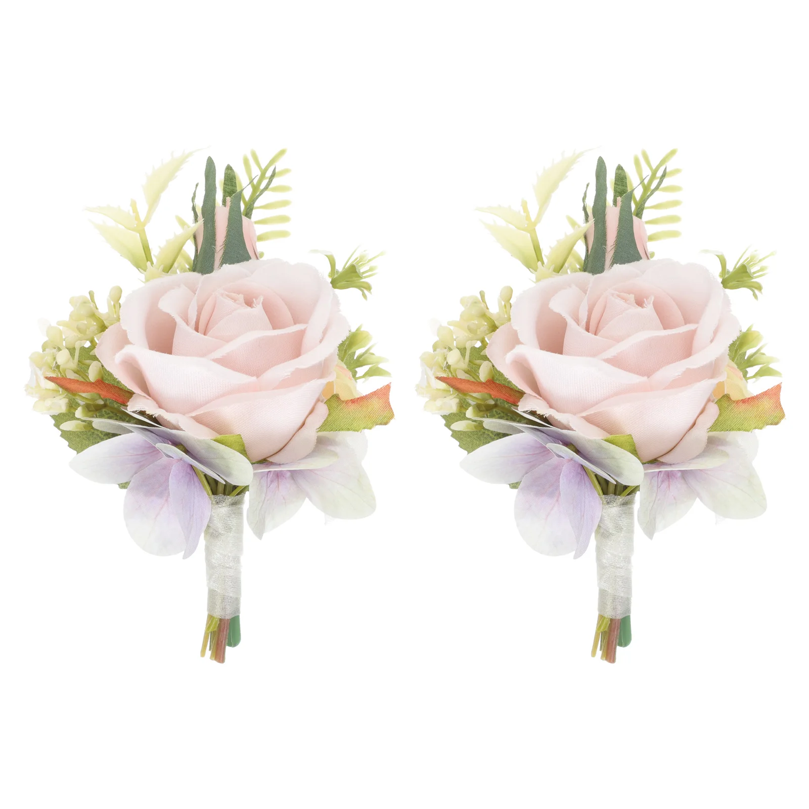 

2 Pcs Wedding Simulation Corsages Silk Flower Brooches for Men Boutonniere Decoration Accessories Elegant Design