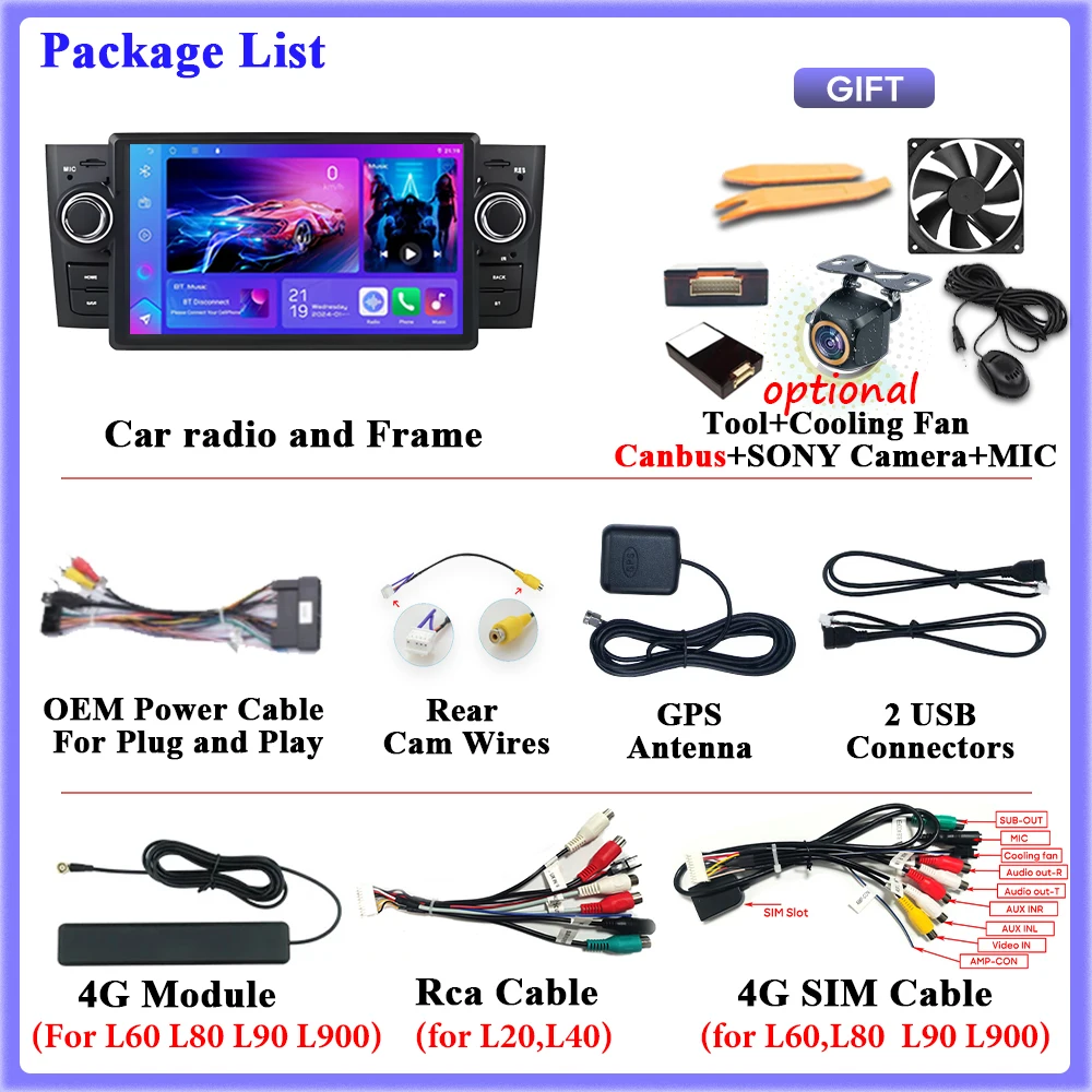 أندرويد السيارات لشركة فيات غراندي بونتو لينيا 2007- 2012 نظام تحديد المواقع والملاحة Carplay راديو السيارة فيديو DSP شاشة السيارة رقم 2din Autoradio GPS