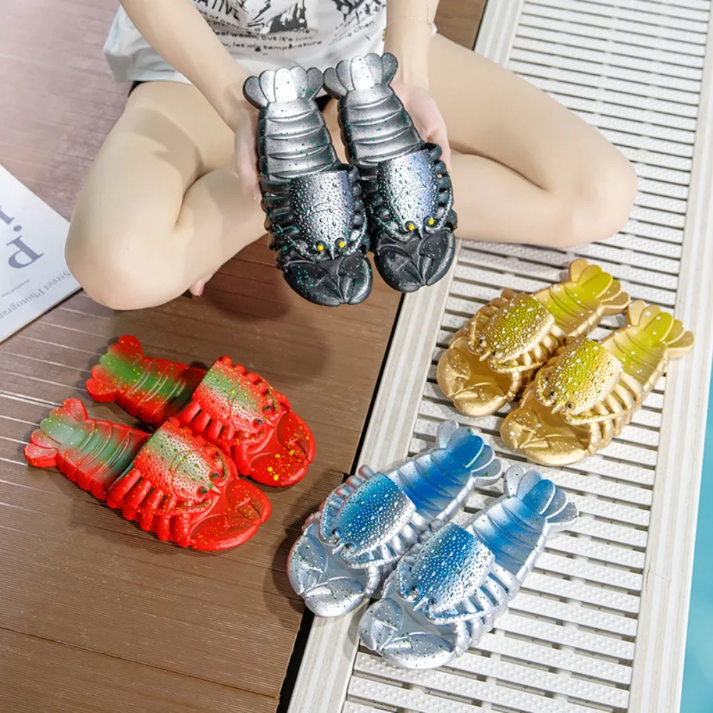 

Уникальные водонепроницаемые шлепанцы-лобстеры, быстросохнущие нескользящие тапочки с креветками, легкие удобные пляжные сандалии для пар