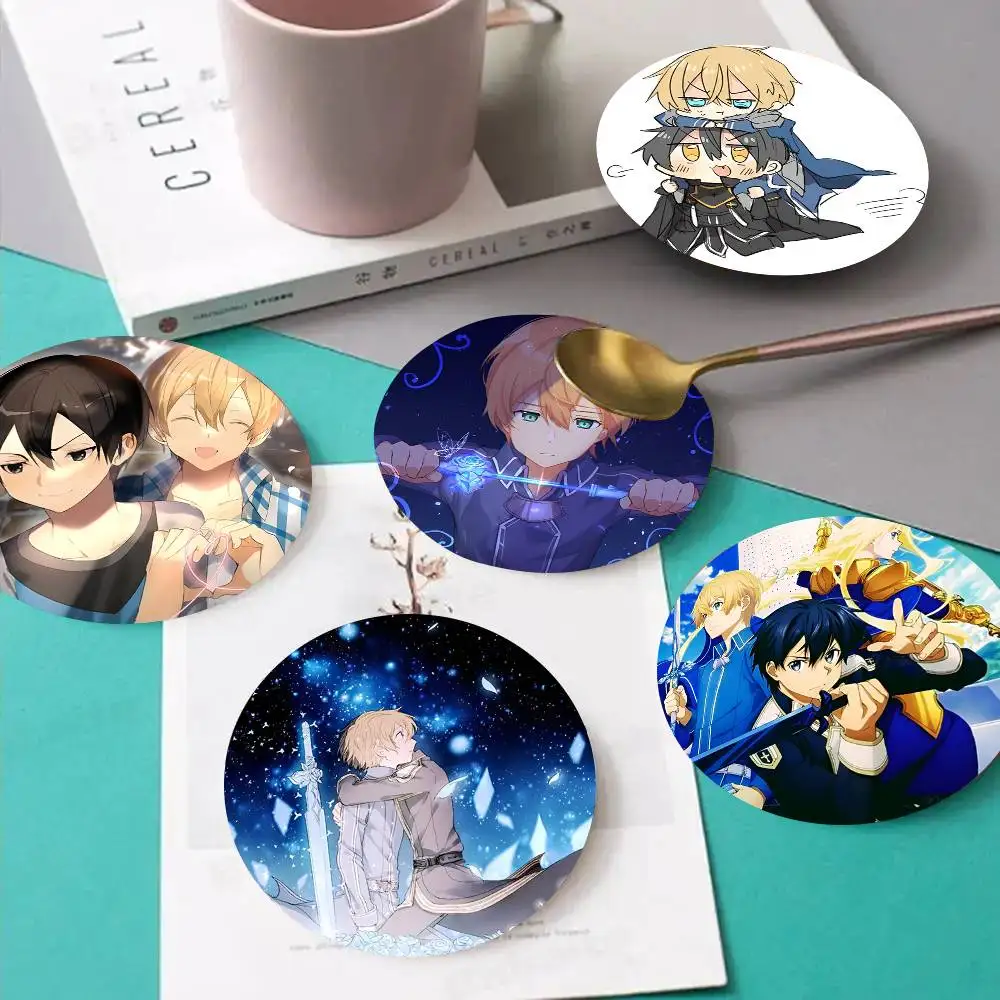1pc Kirito Eugeo Wooden Coaster Colour Printing Cup Mat Home Desk Decoration Gifts