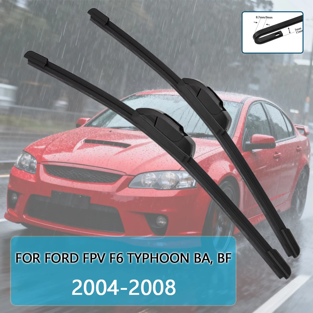 

For FORD FPV F6 Typhoon BA, BF 2004-2008 22''+22'' Car Wiper Blade Front Wipers Fit U Hook Arm Windscreen Auto Wiper Blades