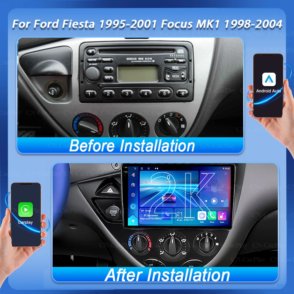 Car Radio For Ford Fiesta 1995-2001 Focus Mk1 1998 1999 -2004 Android 16 Multimedia Video Player Navigation Stereo Vehicle Gps