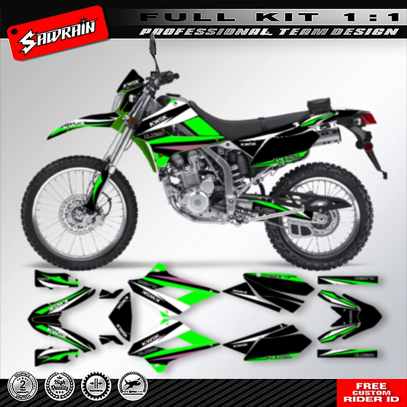 Sawrain Motorcycle Graphics Decal Stickers Kits For KAWASAKI KLX250 2008 2009 2010 2011-2021 004