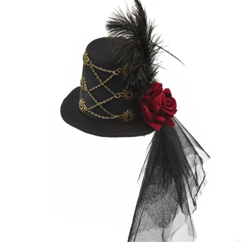 

P88B Steampunk Hats For Women With Veil Steampunk Time Hat Steampunk Top Hat