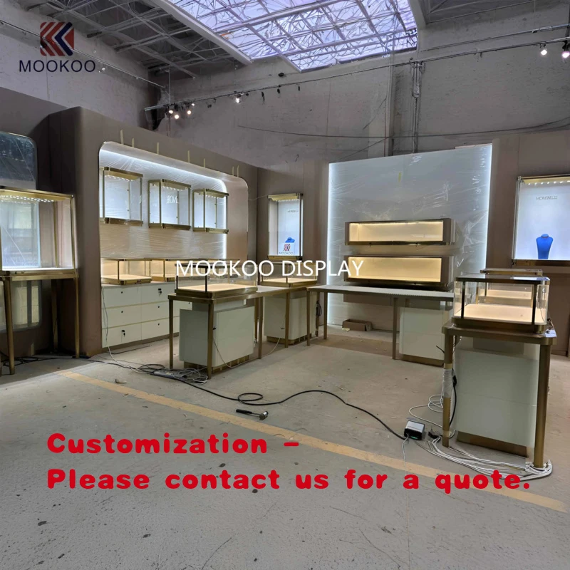 custom.LED Light Display Storage Stainless Steel Glass Wall Cabinet Retail Stores and Shopping Malls Jewelry Showcases