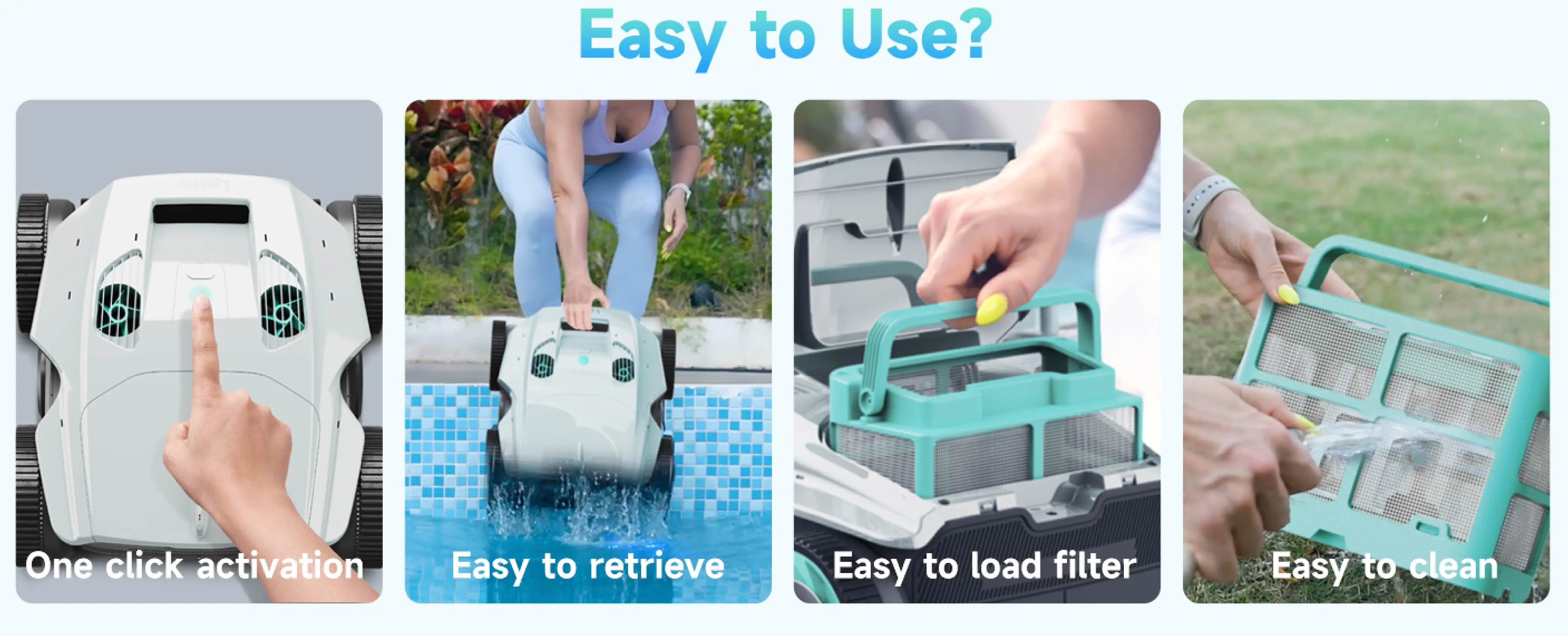 Lydsto Cordless Pool Cleaner Zigzag Navigation Strong Suction Pool Vacuum Robotic Pool