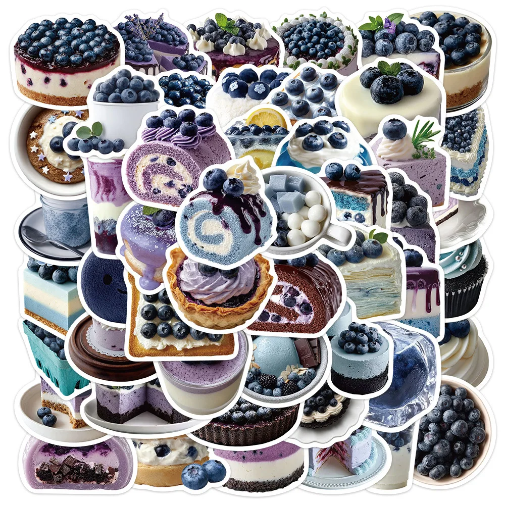 50Pcs Cartoon Blueberry Fruit Doodle Stickers Decals for Phone Journal Laptop Water Bottle Creative DIY Decoration