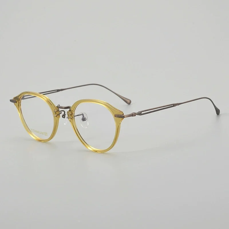 

Belight Optical Oval Shape Classical Design Men Women Acetate with Titanium Eyeglasses Frame Prescription Lens T8002