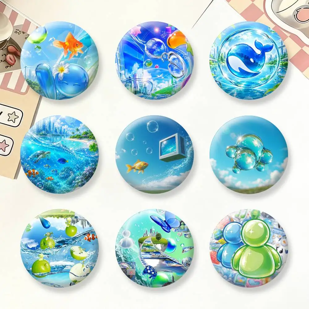 Frutiger Aero Art Thickened Button Pins Backpack Clothing Decor Brooch Badge Jewelry Gifts for Kids