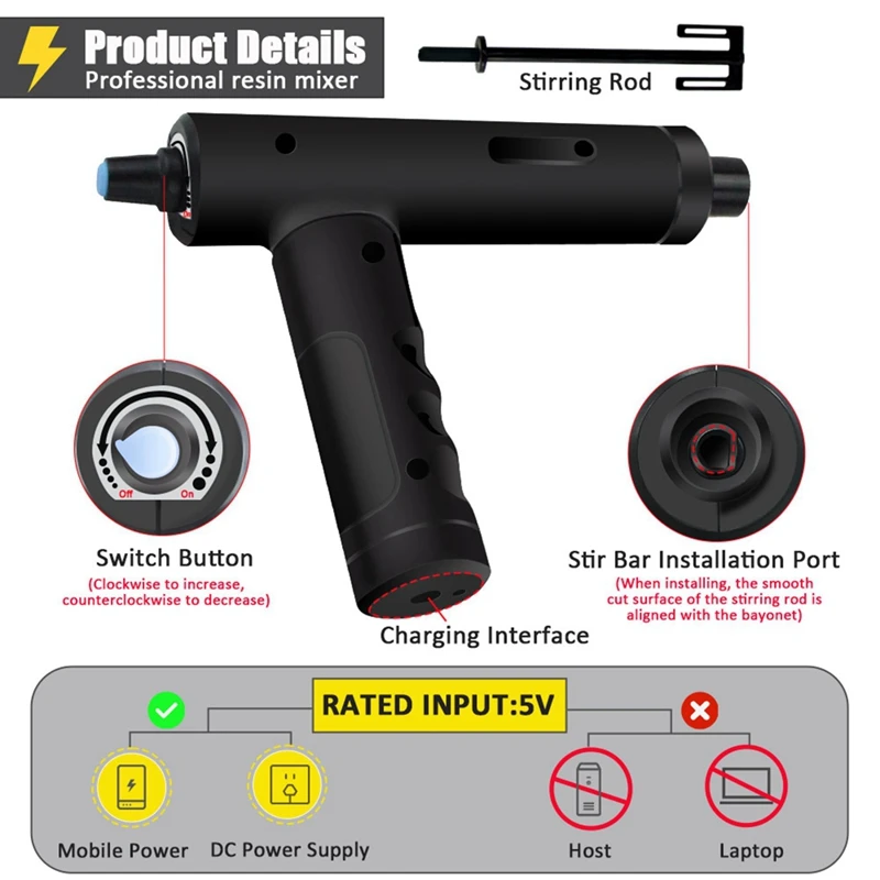 Rechargeable Resin Mixer Epoxy Resin Mixer Resin Stirrer For Resin Molds, Resin Supplies, Resin Epoxy