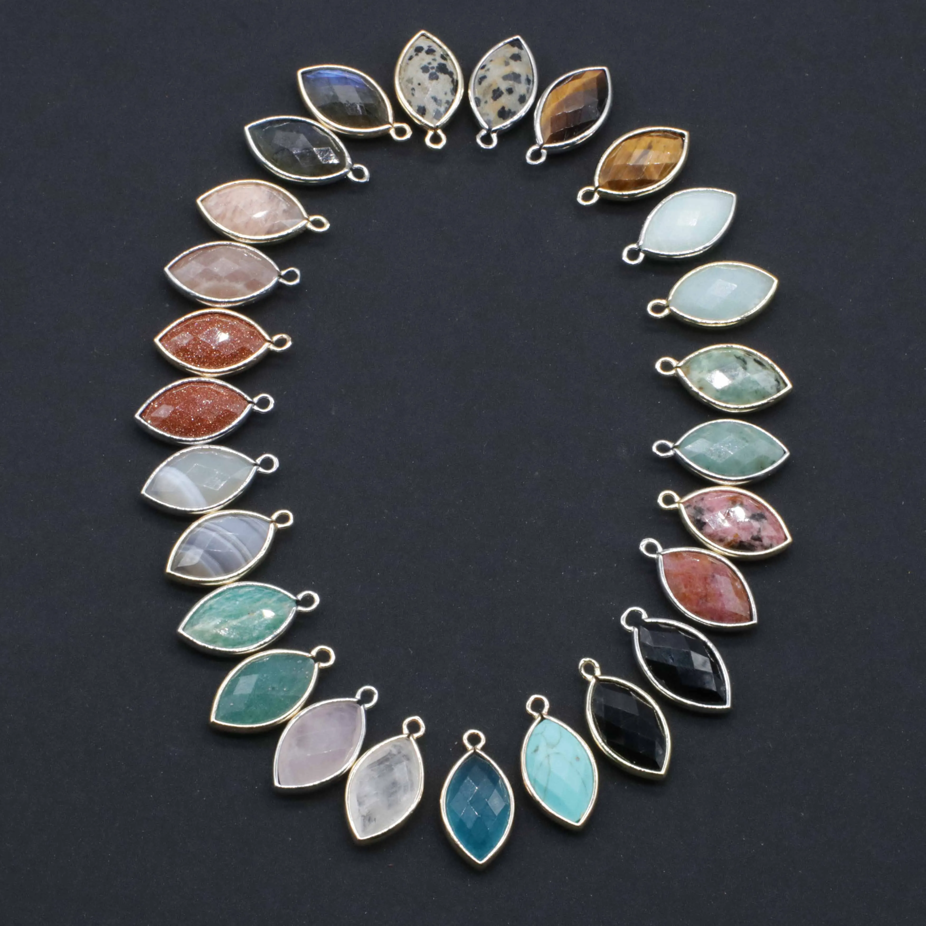 

Gains Gemstone Faceted Oval Pendant With Gold Silver Plated Edge For Jewelry Fitting Accesories Decoration Free Shipping