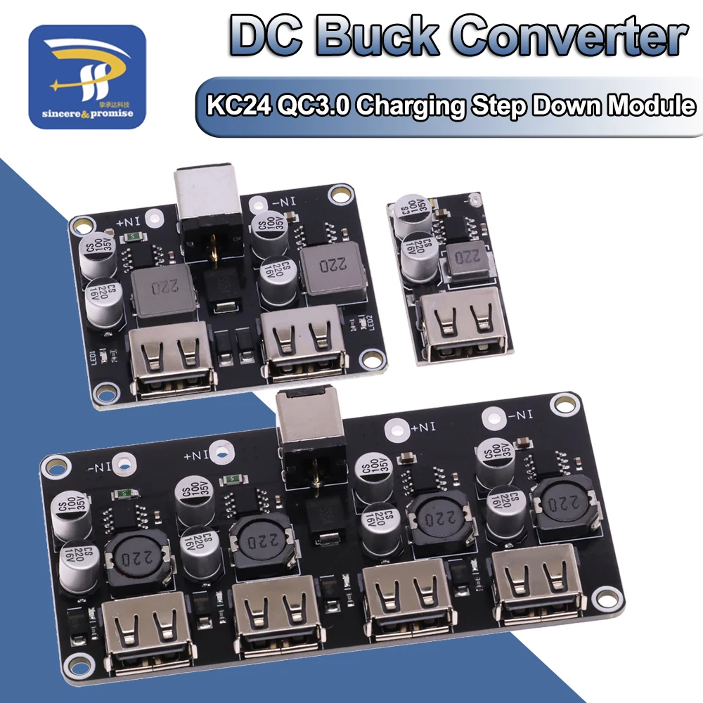 KC24 QC3.0 1 2 4 Way DC-DC Buck Converter Charging Step Down Module 6-32V 9V 12V 24V to Fast Quick Charger Circuit Board 3V 5V
