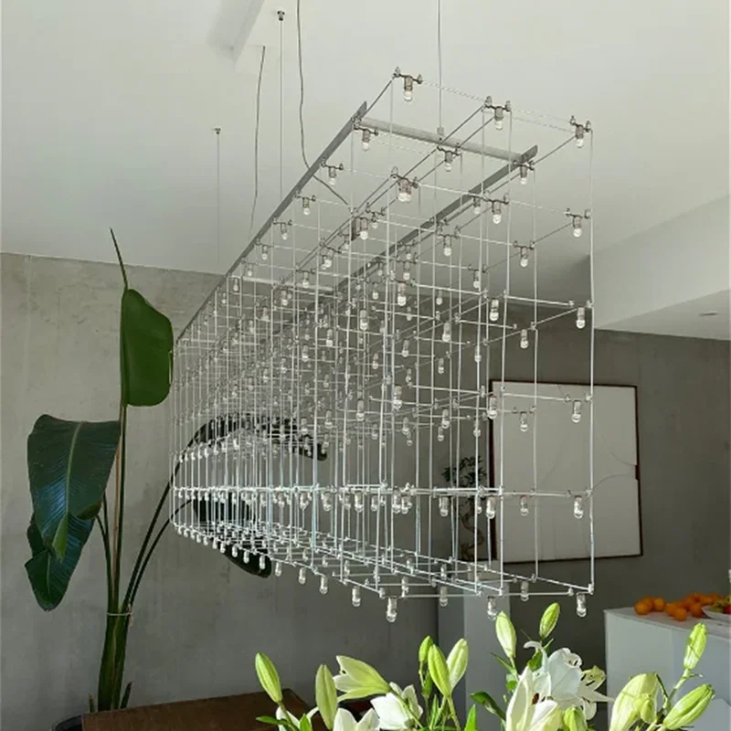 Imagem -05 - Quasar Cosmos-nordic Simple Silver Square Light Luz Firefly Criativa Sala de Jantar Lustre de Luxo em Casa