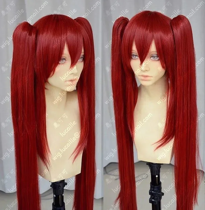 

Popular Fairy Tail Scarlet Dark Red Cosplay Wig + Two Clip on Ponytail