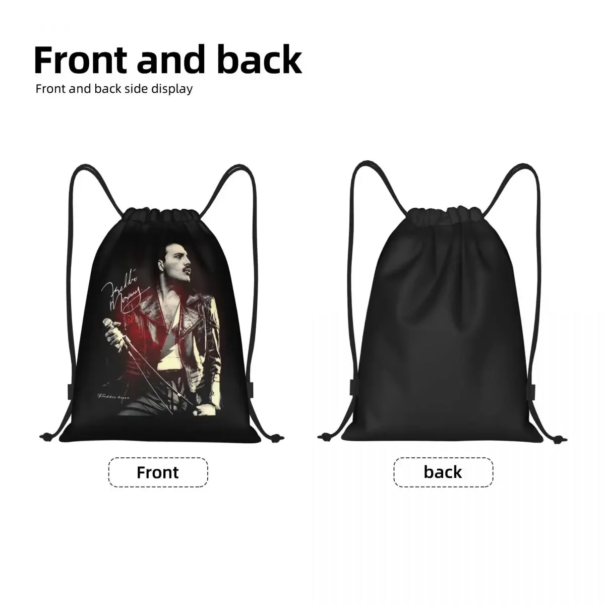 Freddie Mercury Pop Roll Drawstring Backpack Sports Gym Bag for Men Women Training Sackpack