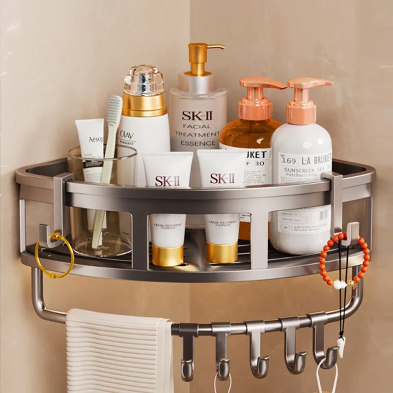 

Metal Tension Mounted Shower Caddy, Wall Corner Shelf for Bathroom Storage,Organizer for Toiletries and Accessories