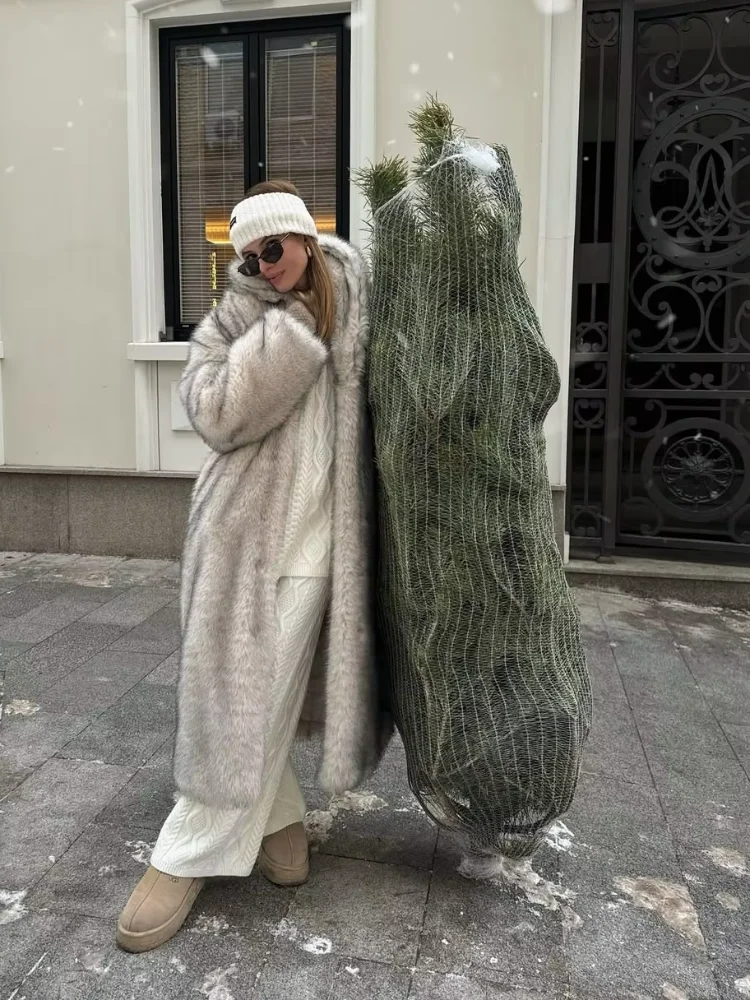 

Роскошное окрашенное пальто из искусственного меха, женское шикарное пальто с лацканами и воротником-стойкой, пышная длинная верхняя одежда с длинными рукавами, женские зимние повседневные уличные пальто