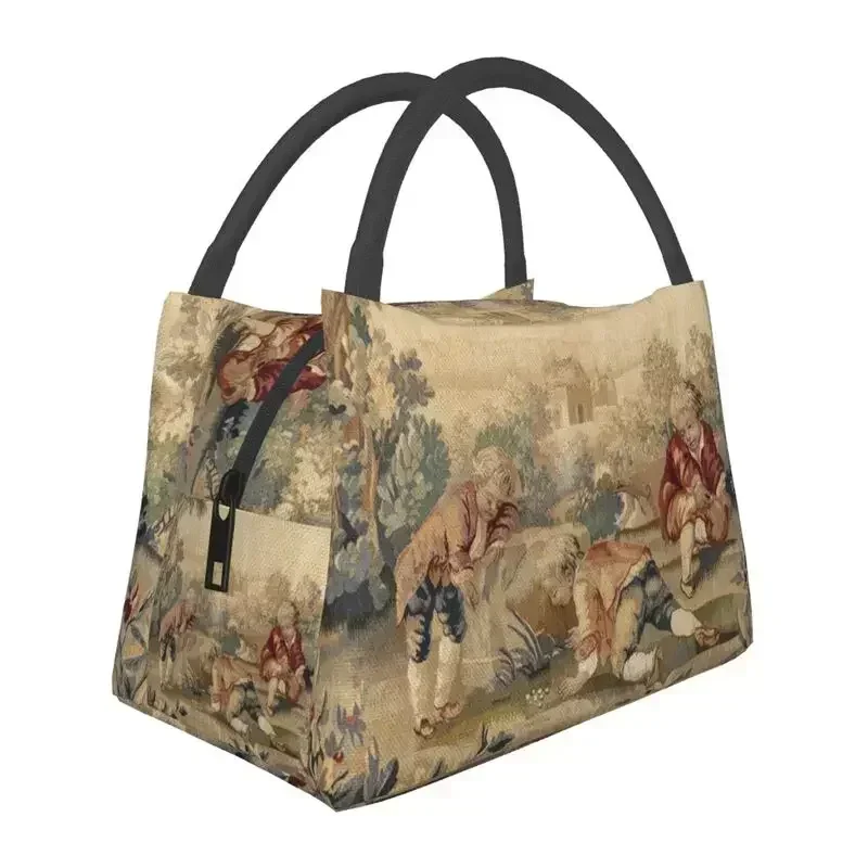 

Aubusson Antique Tapestry Print Insulated Lunch Bag for Camping Travel Boho French Flowers Leakproof Thermal Cooler Lunch Box