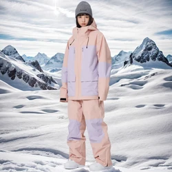Traje de esquí para mujer, conjunto de chaqueta y pantalones cálidos, chándal de esquí impermeable de 3L, ropa de Snowboard para mujer, disfraz de pareja al aire libre, Invierno 2025