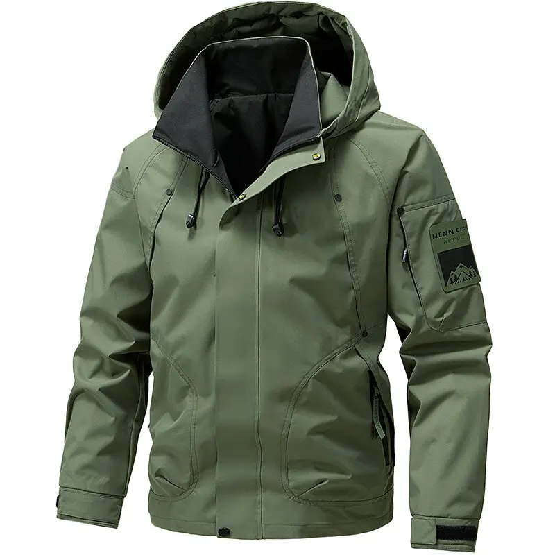 

2025 Spring and Autumn New Fashion Sports Waterproof Windproof Hooded Jacket Men's Casual Loose Comfortable High Quality Coat