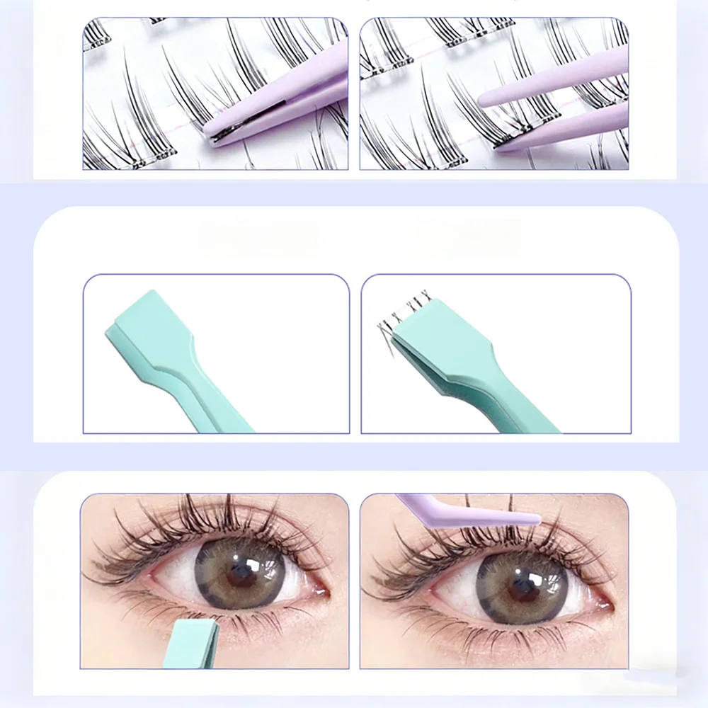 Professional Precise False Eyelash Tweezers Lash Applicator Makeup Tool Non Slip Flat Head Non Adhesive Eyelash Grafting Use