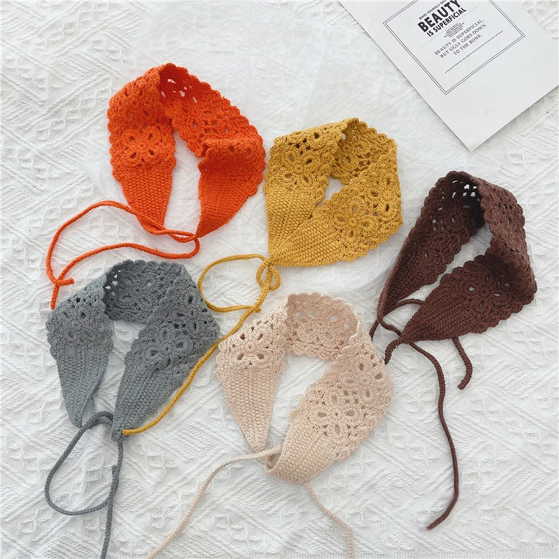 New Crochet Hair Band Women French Headscarf Knitting Headbands Wide Elastic Hairbands Fashion Hair Accessories