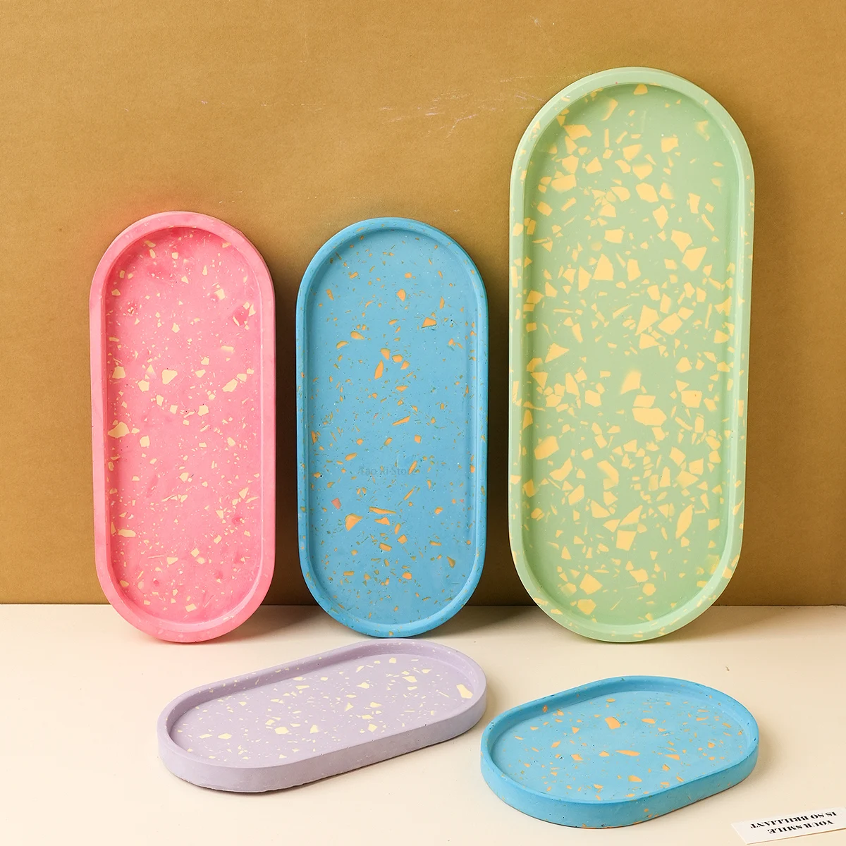Concrete Oval Tray Silicone Mold DIY Coaster Crafts Making Plaster Resin Jewelry Storage Plate Casting Molds Home Deco Vase Base view 4